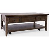 Bakersfield Lift-Top Coffee Table in Wire Brush Brown Wood